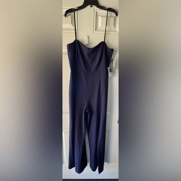 BEBE NWT OPEN LEG SCUBA JUMPSUIT size xl in navy women’s trendy - Picture 4 of 11